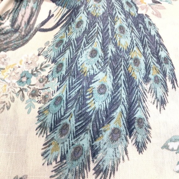 Laura Ashley Belvedere Peacock 4 Window Curtain Panels 2 Sets Blue Turquoise 84" - Picture 10 of 12